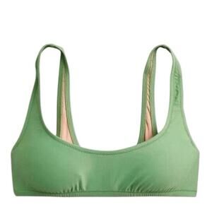 J. Crew Green Heritage Scoopneck Bikini Top 90s Small Swimsuit Resortwear Beach